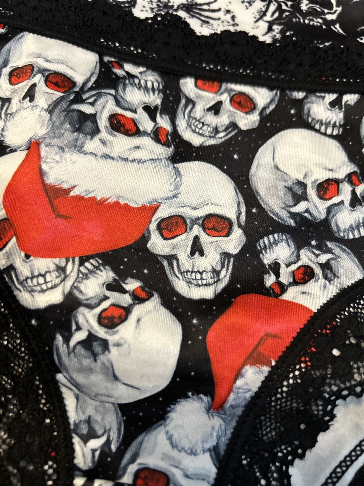 Morvia 3pk lace trim goth Skater Emo panties Emo Goth Santa Hat, Skull & Hallowe