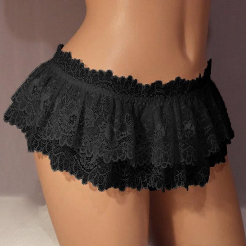 Women Lace Mini Skirt Micro High Waist Short Lingerie Underwear Panties Skirt