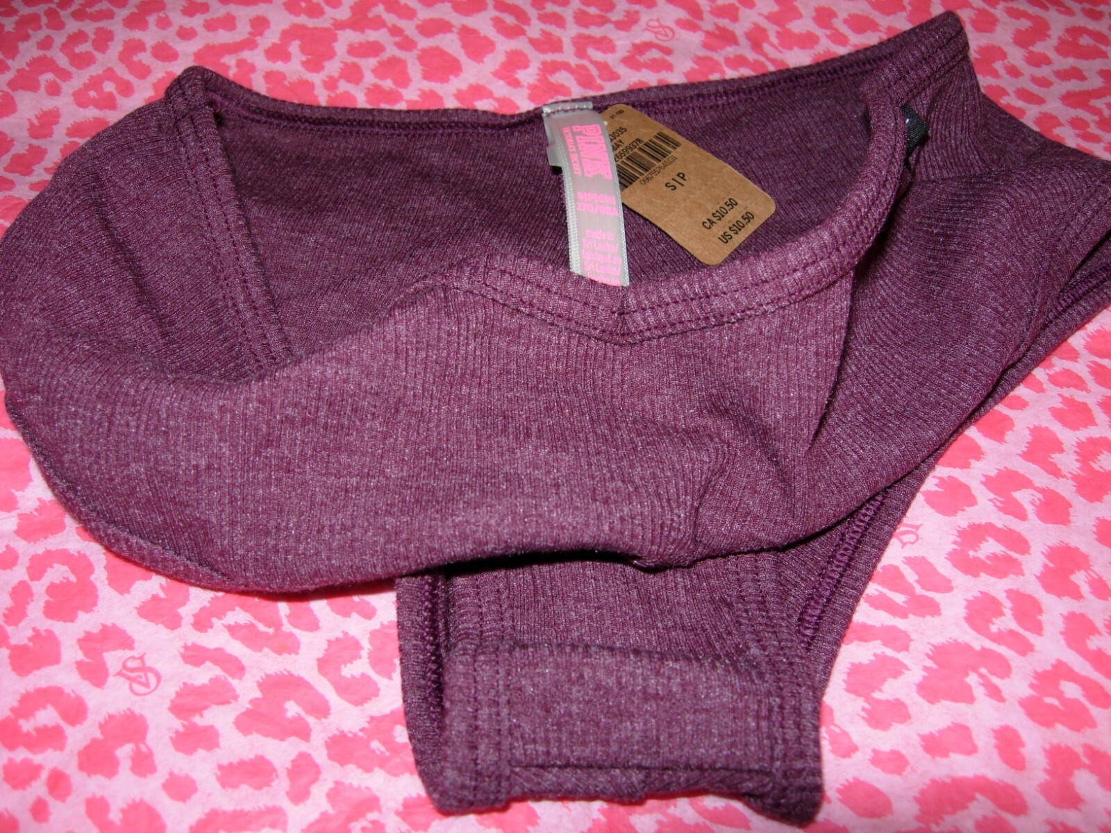 Victorias Secret Sexy PINK Cheekster Beaming Purple Marooon V-Cut Pantie NWT
