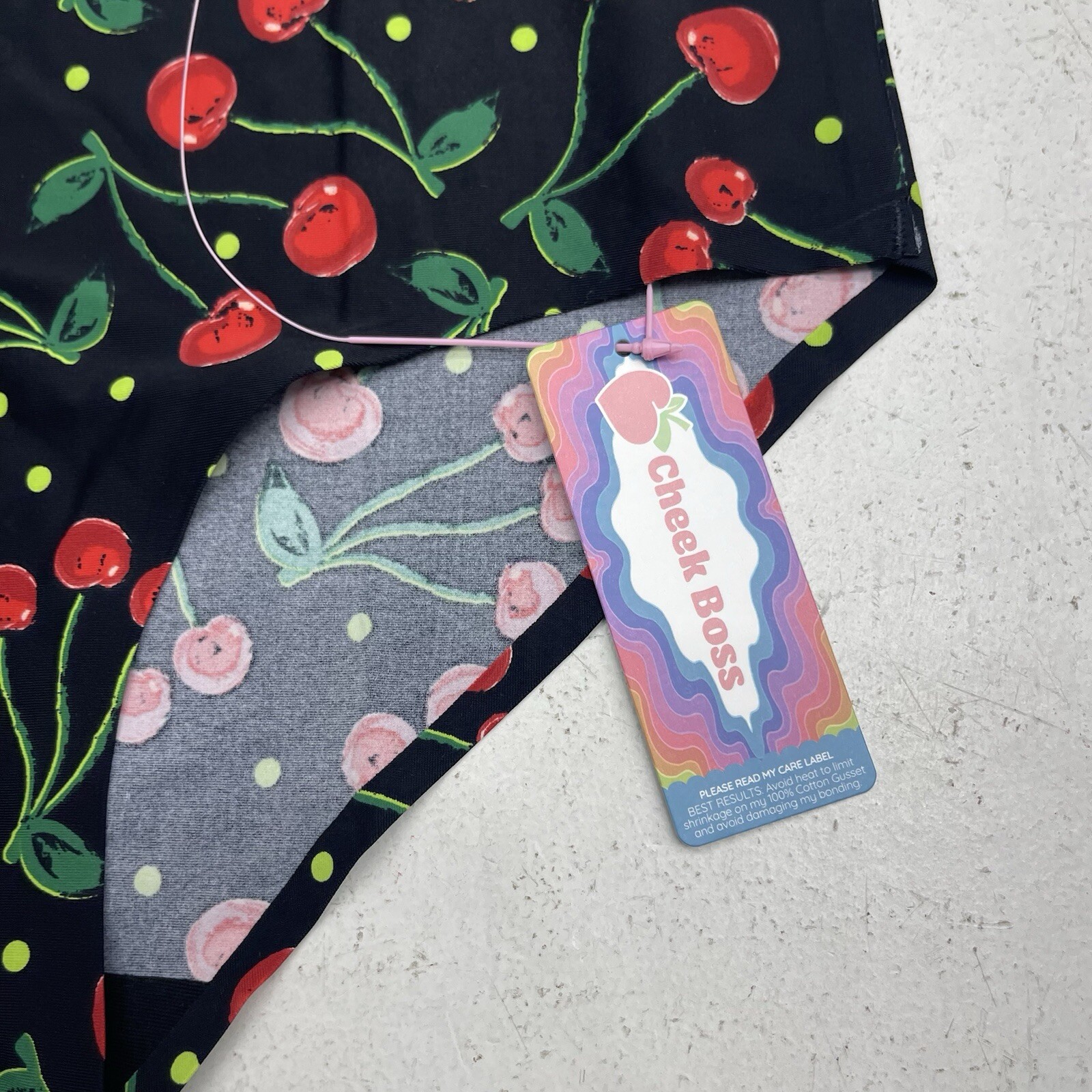 Cheek Boss Black Very Cherry Printed Brief Panty Women’s Size Large