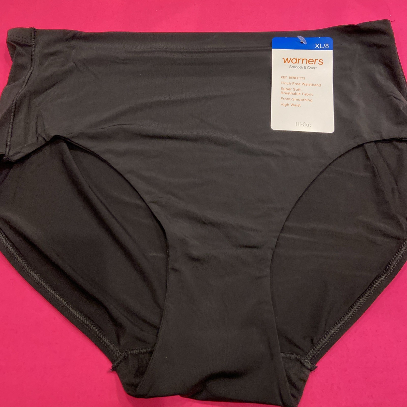 WARNERS BLACK SMOOTH IT OVER BRIEF PANTIES / X-LARGE/ 8
