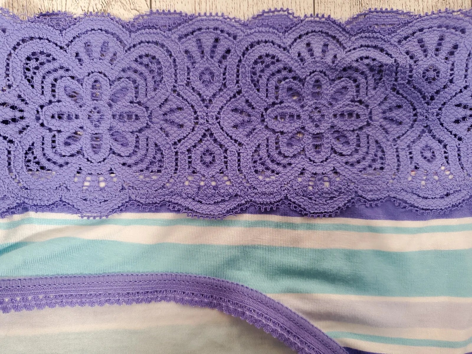 Secret Treasures HIPSTER Lace Panties Purple Stripe Rayon Sizes XS, S, 2X, 3X