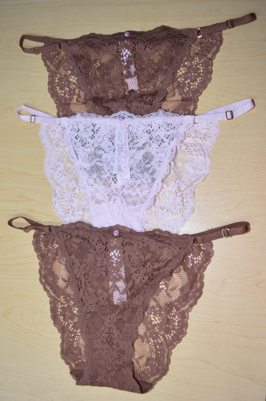 3 Victoria’s Secret Adjustable Lace Dream Angels Mini String Bikini Panty XL Lot