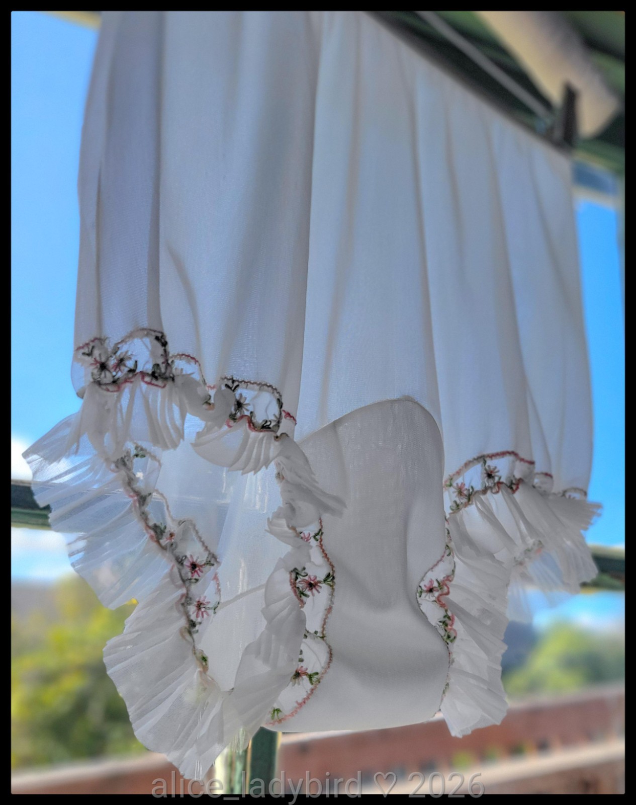 Vintage PANTIES Pleated CHIFFON Babydoll BRIEF Ruffle Floral Bridal Nylon ~S/M