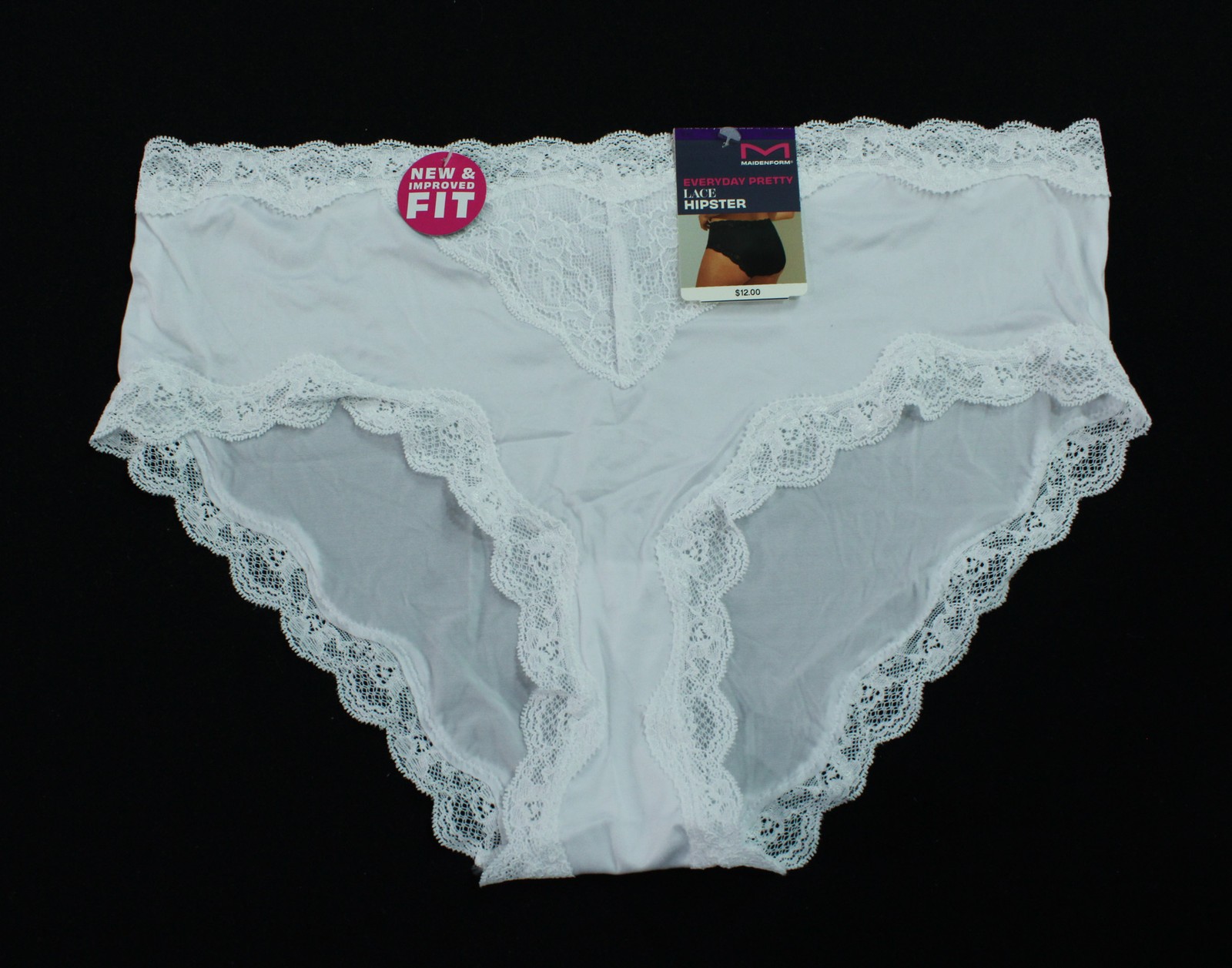 Maidenform Women’s Cheeky Low-Rise Lace & Microfiber Hipster DH3 White 2XL NWT