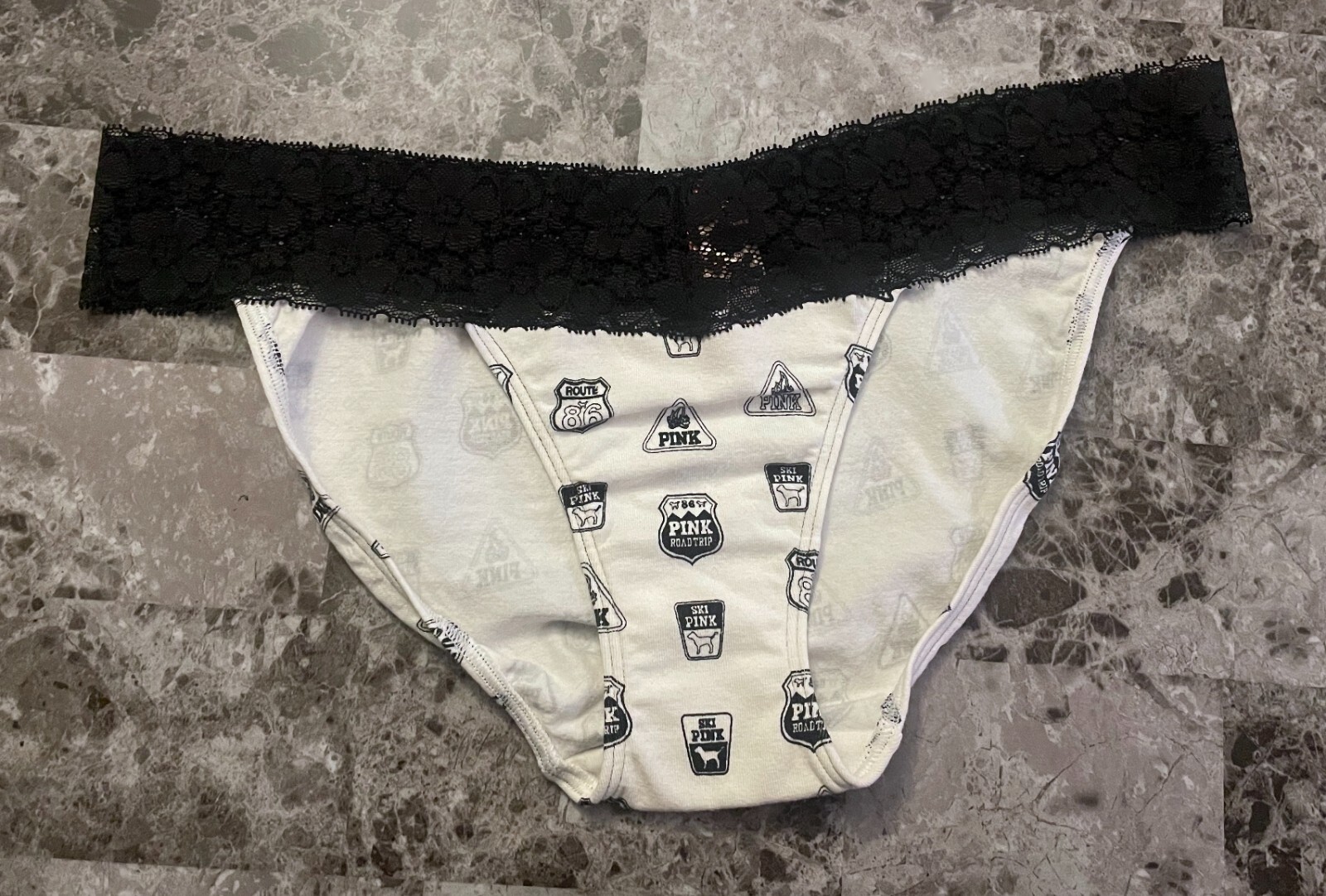 NWT VICTORIA’S SECRET PINK LARGE SKI ROADTRIP LACE VINTAGE RARE BIKINI PANTIES