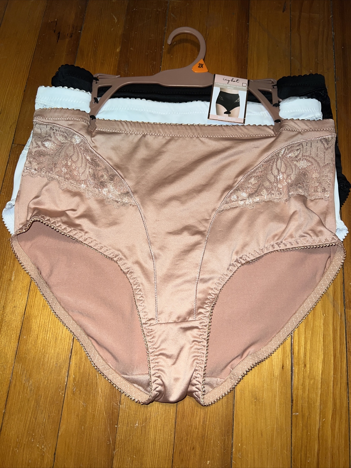 NWT Icy hot 3 pack ULTRA HIGH-WAISTED BRIEFS 2X beige cream black NICE! New~