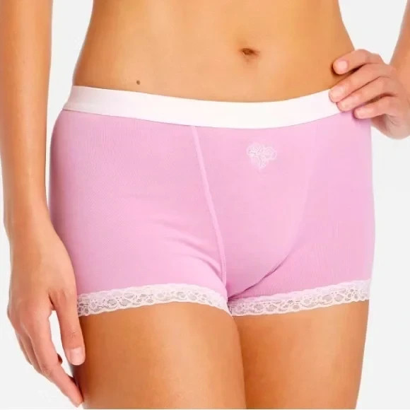 Lot of 3 Auden Cotton Blend Pink Boy Shorts. Size: XL. Pink Lace Mid Rise NEW