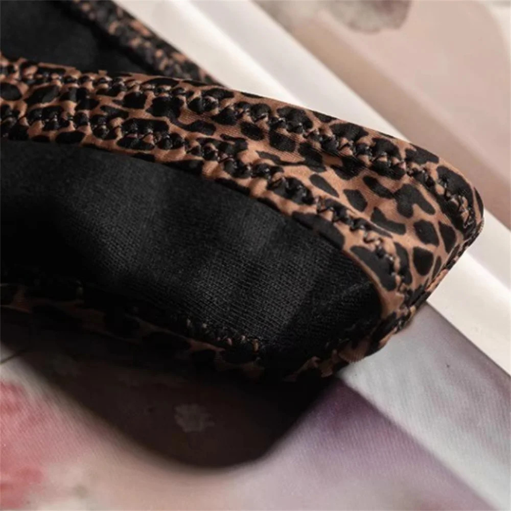 High Slit Spring/Summer New Leopard Print Thong for Women Sexy Ice Silk Seamless