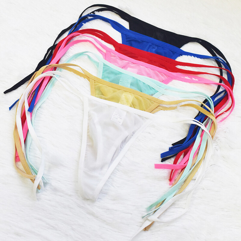 4 Pack Lot Sexy Womens Sheer See Through Panties Thongs G string Underwear Tanga