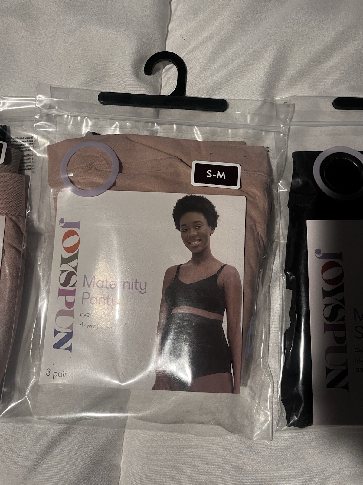 NWT – 3 Pack Joyspun Maternity Panties And Over Belly Short In Nude And Black