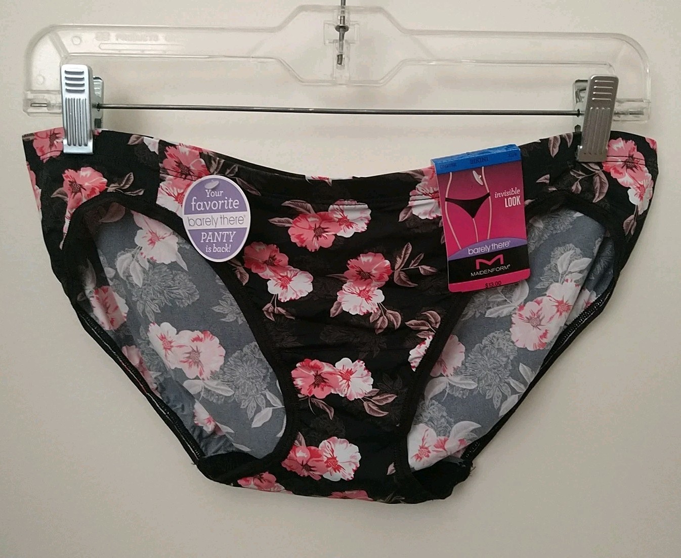 MAIDENFORM BARELY THERE FLORAL BIKINI PANTY, SIZE XL/8