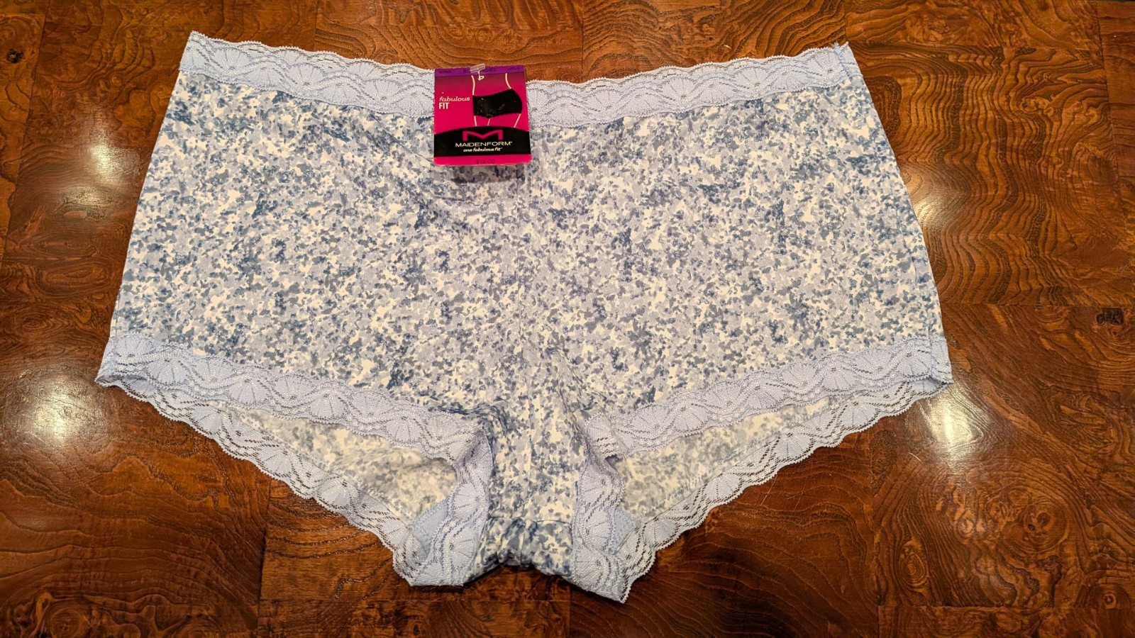 NWT Maidenform Fabulous Fit Boyshorts 40760 & Lace Trim In Assorted Blues 9/2XL