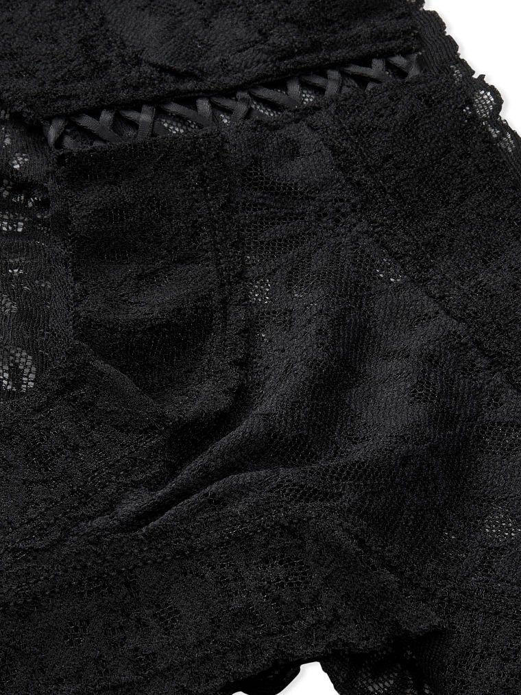 S M L Black ALL FLORAL LACE UP THE LACIE Victorias Secret CHEEKY Brief Panty