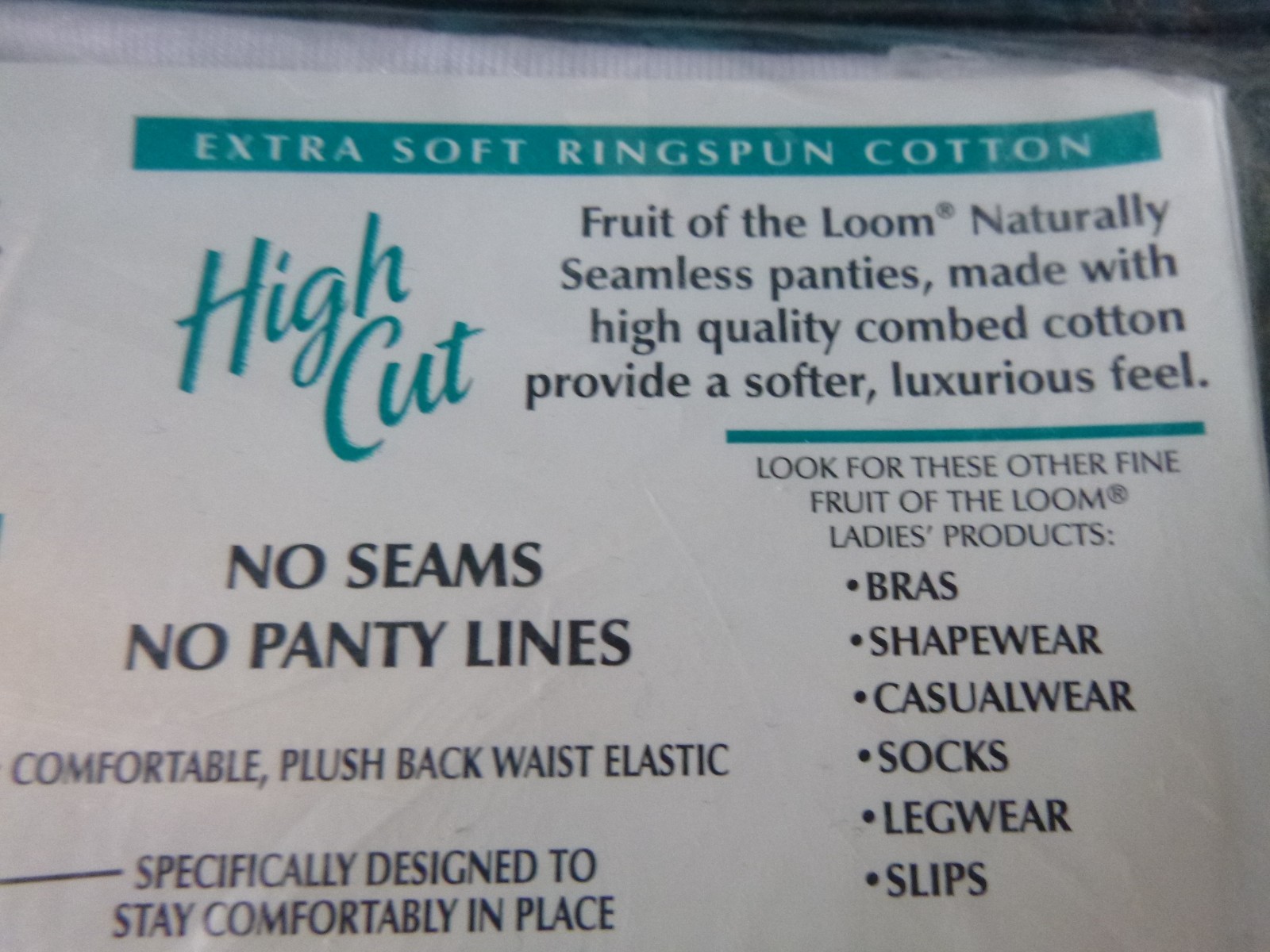 Pkg of 2 VTG 1999 Fruit Of Loom High Cut Naturally Seamless Cotton Briefs Sz M