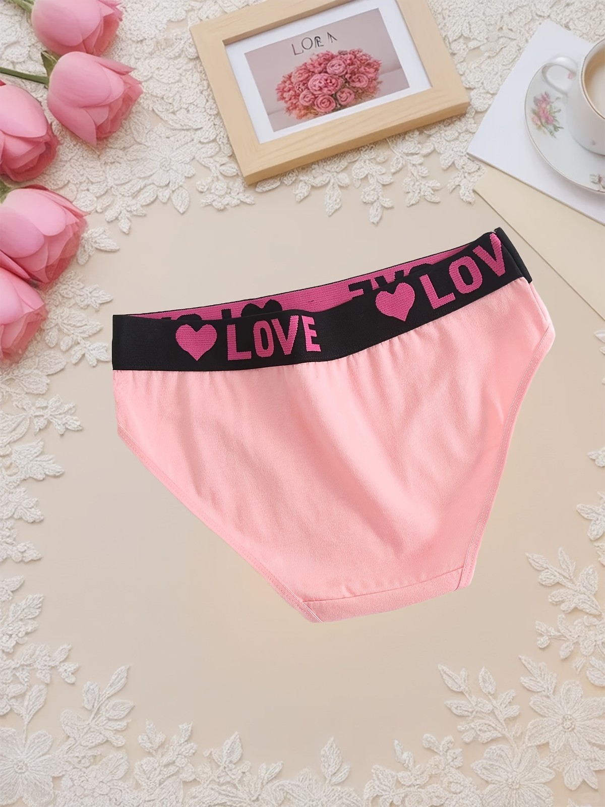 [10pcs Comfortable Heart Briefs] 10pcs Women’s Love Heart Pattern Briefs – Comfo