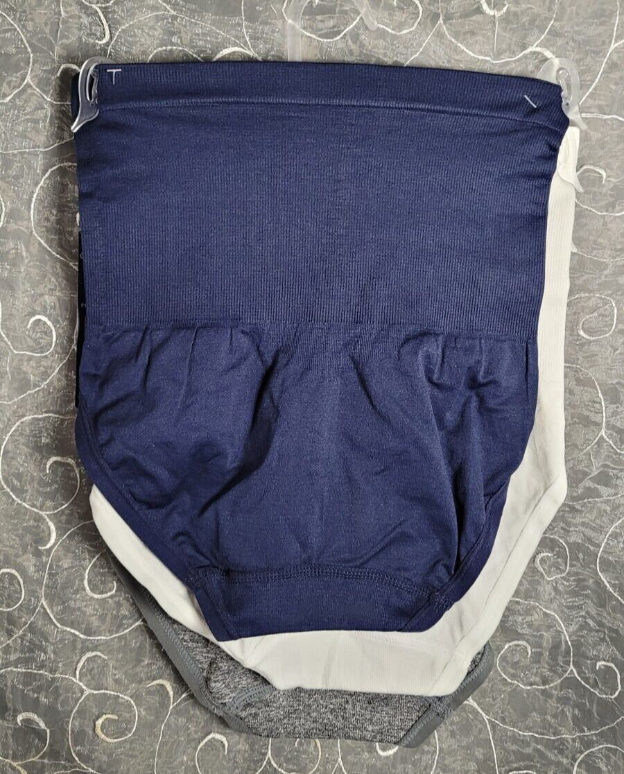 Nautica 3 Seamless Shaping Briefs M Gray White Navy Tones & Sculpts Tummy & Hips