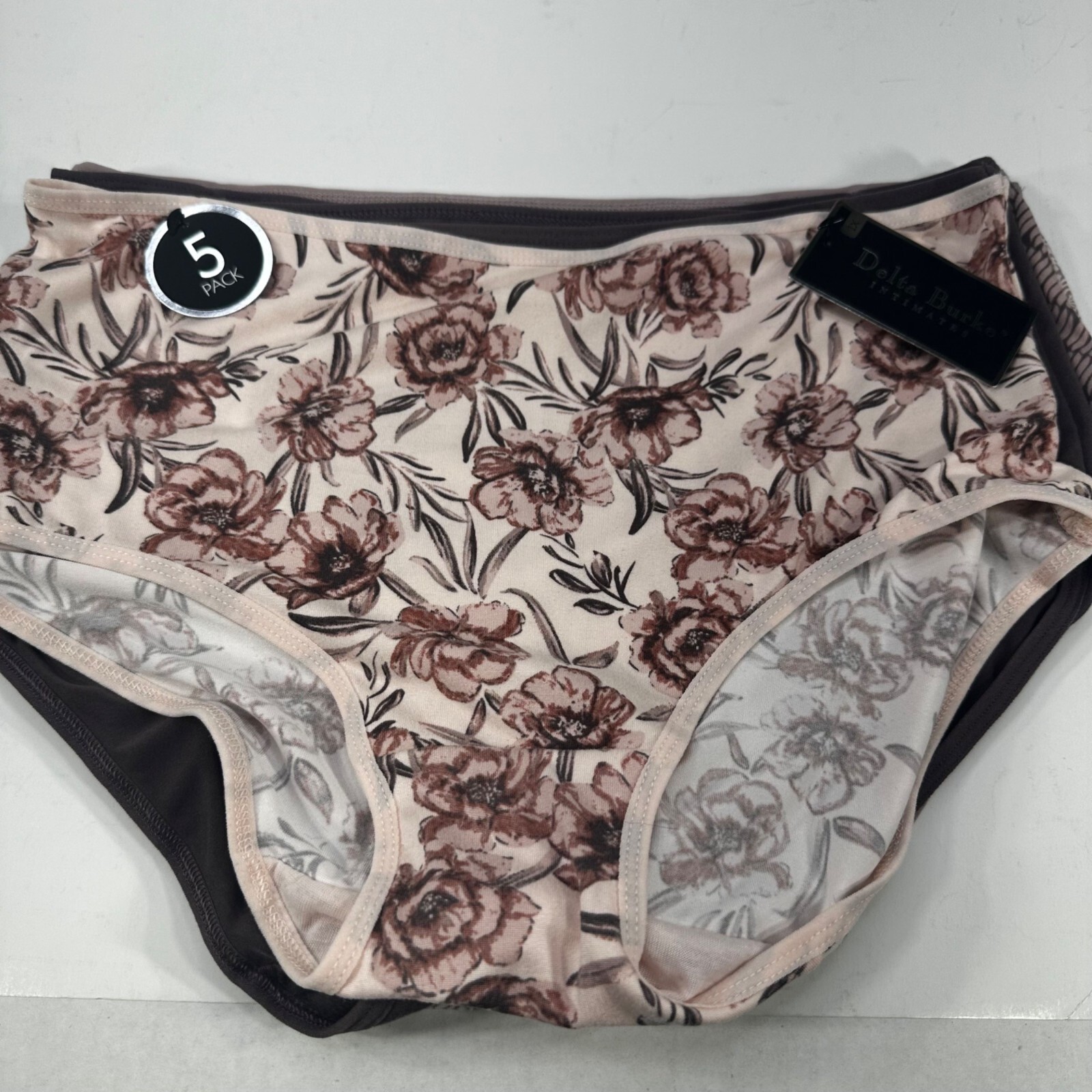 Lot Of Five Delta Burke Women’s Size 1X Panty Brief Assorted Brown Colors New