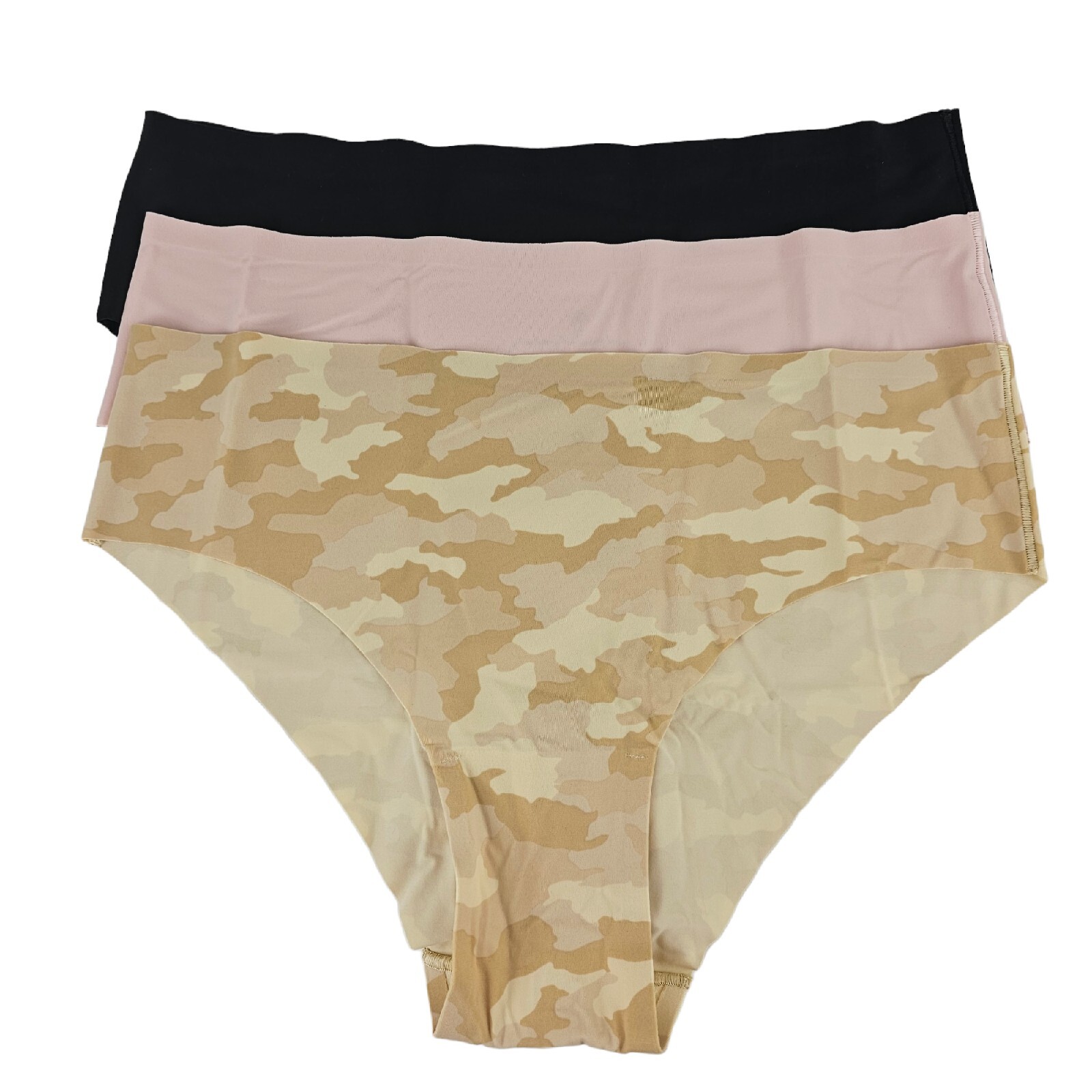 NEW LULULEMON InvisiWear Mid-Rise Cheeky Bikini 3 Pack Black Pink Camo MEDIUM