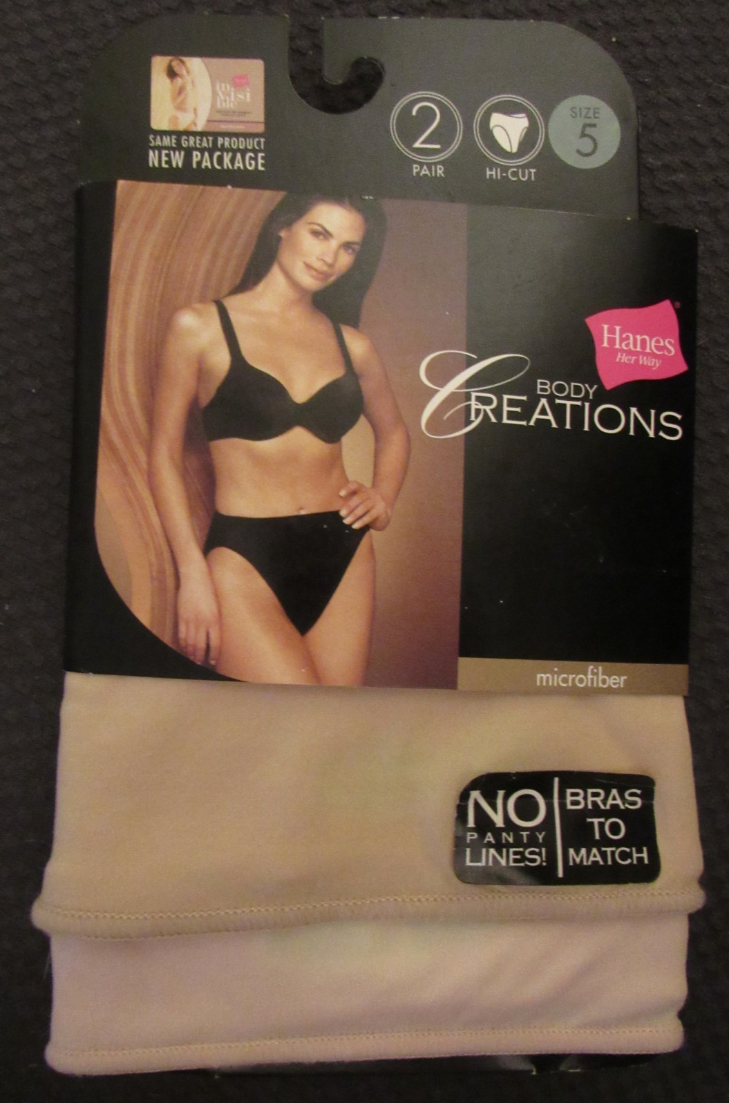 NEW VTG HANES BODY CREATIONS MICROFIBER STRETCH HI-CUT TAN BEIGE 2 PANTIES SZ 5