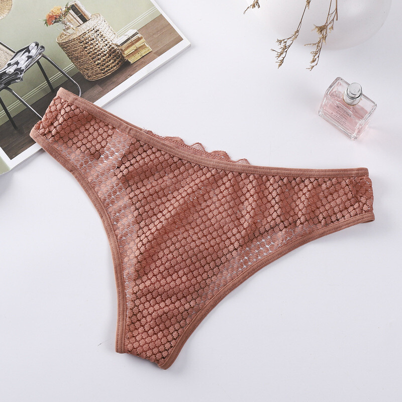 4 Packs Lot Womens Sexy See Through Panties Thong G string Lace Mesh Tanga Brief
