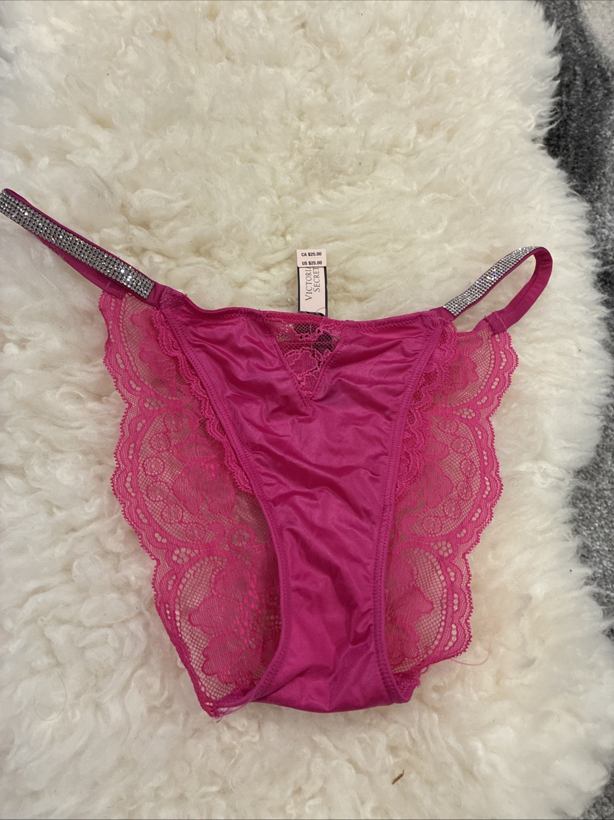 New Victoria Secret Panty (L) Very Sexy Strap Lace Cheeky Valentine Lingerie NWT