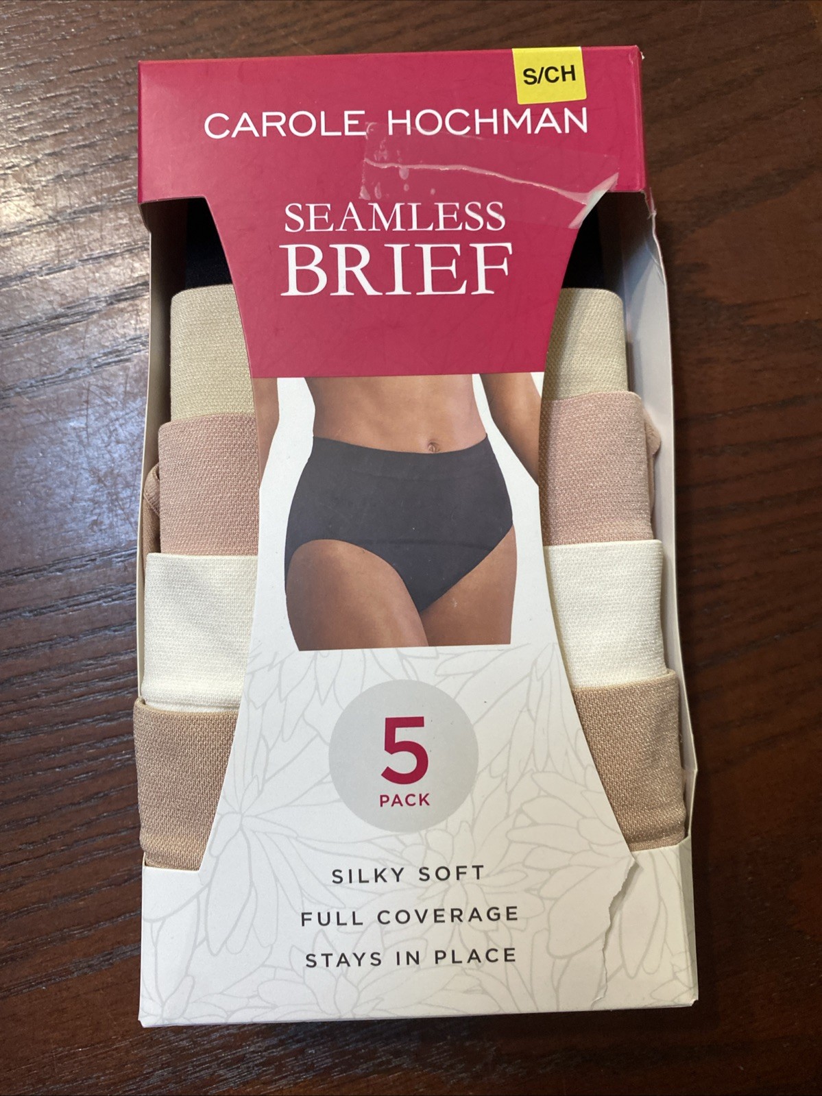 NWT CAROLE HOCHMAN 5 PK MULTI COLORED SILKY SOFT FULL COVERAGE BRIEFS SZ S #307C