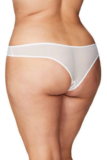 Elegant Crotchless Pearls Thong Underwear with Venise Lace and Mesh Detail – Oh