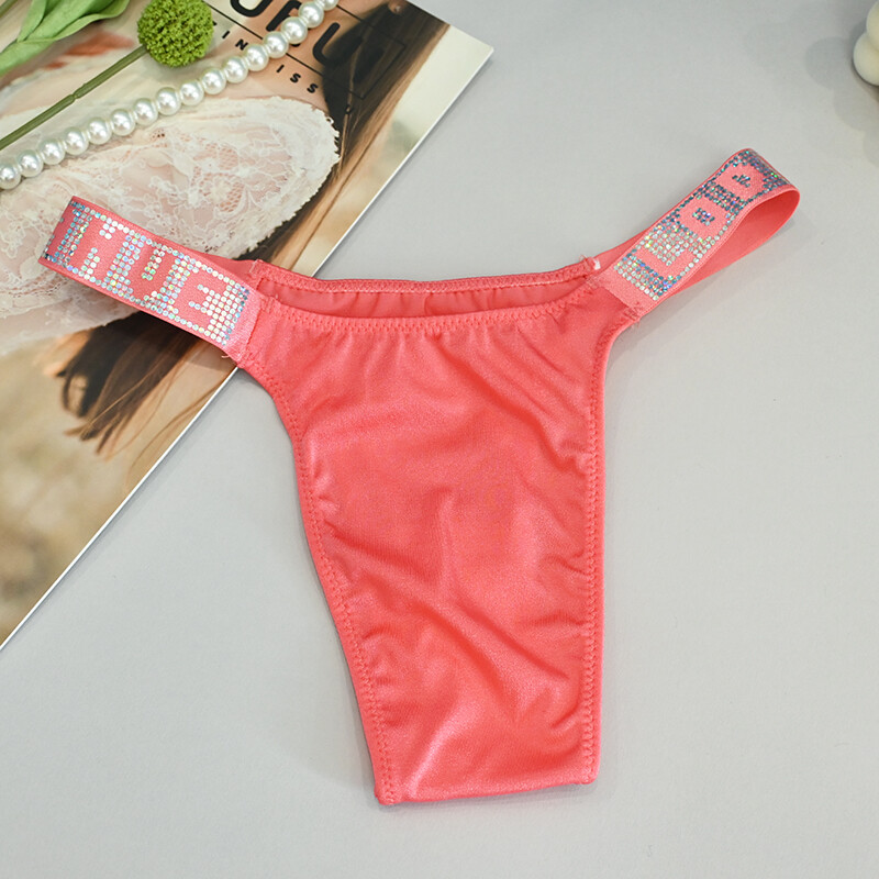 5 Packs Lot Sexy Womens Satin Panties Thong Brief Glitter Low Waist Underwear