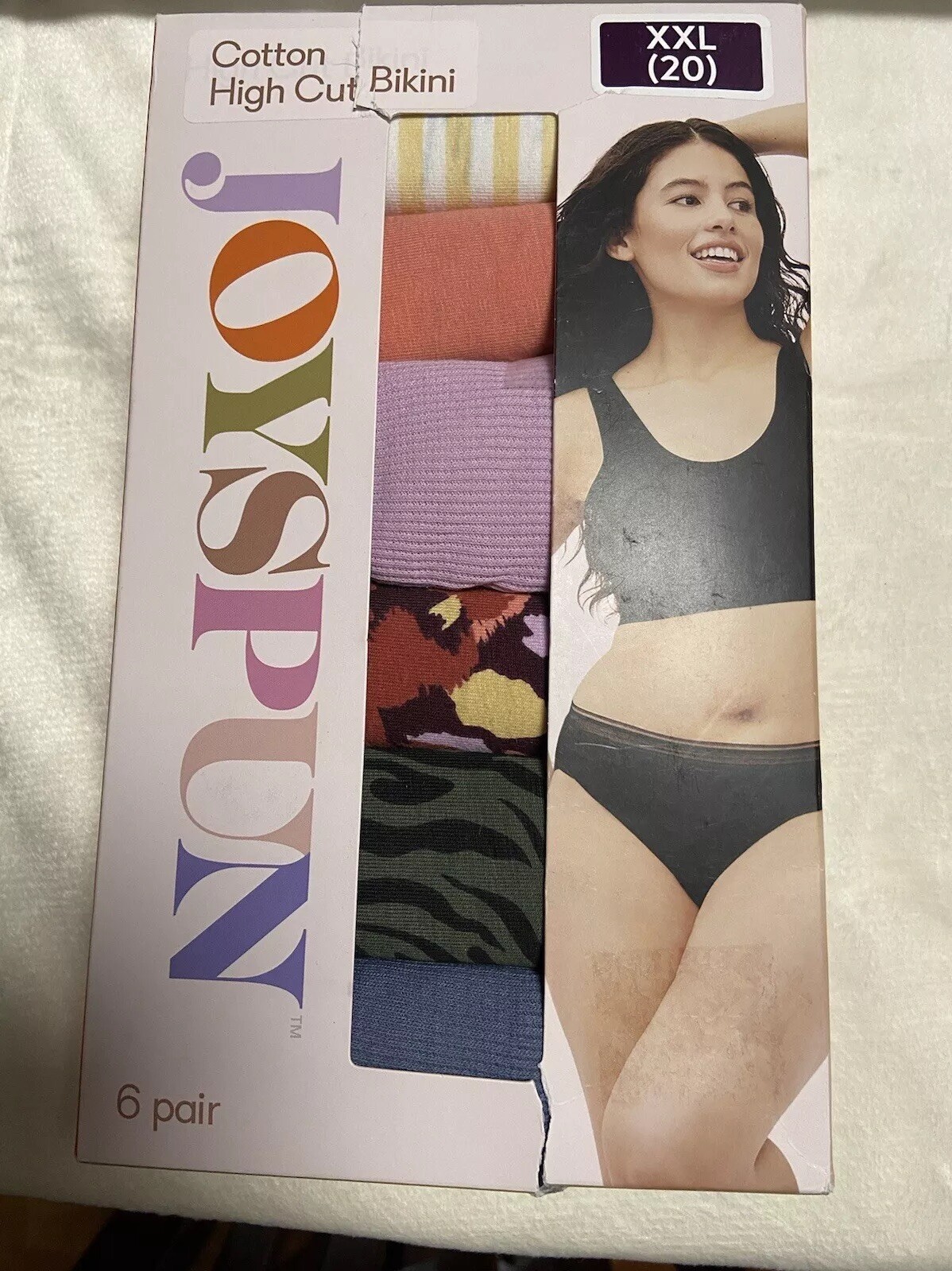 Joyspun Womens Cotton High Cut Bikini Panties 6 Pair Pack Size 2XL XXL (20) NEW