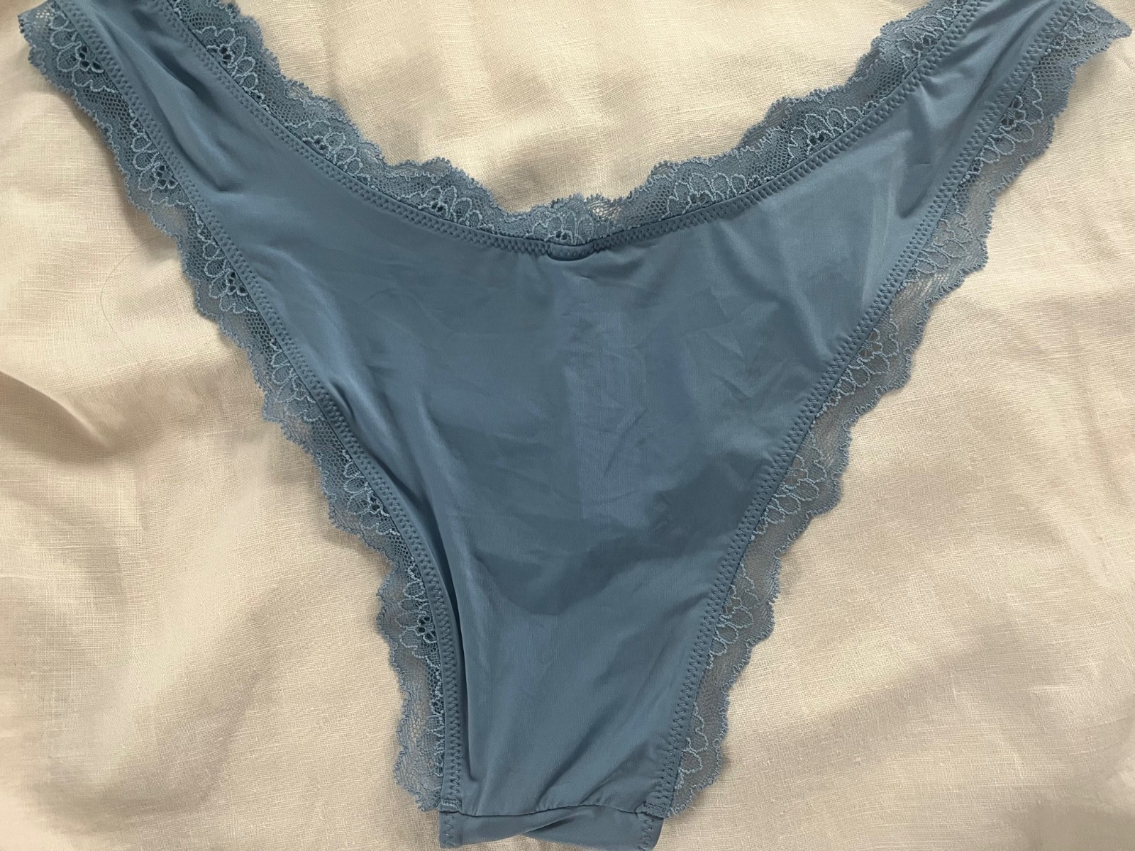 Victorias Secret Large Blue Dream Angel High Leg Brazillian Slip Panties RN54867