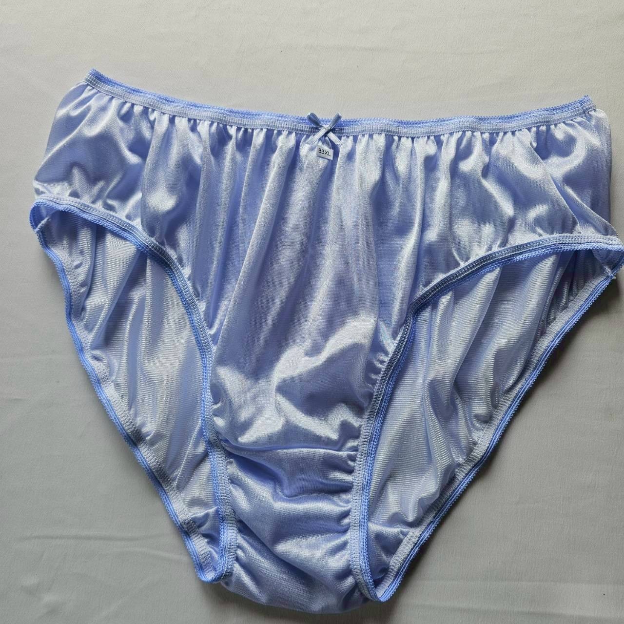 6pcs Plus Bikini Underwear Woman Nylon Panties Mid-Waist Soft Briefs /Purple/3XL