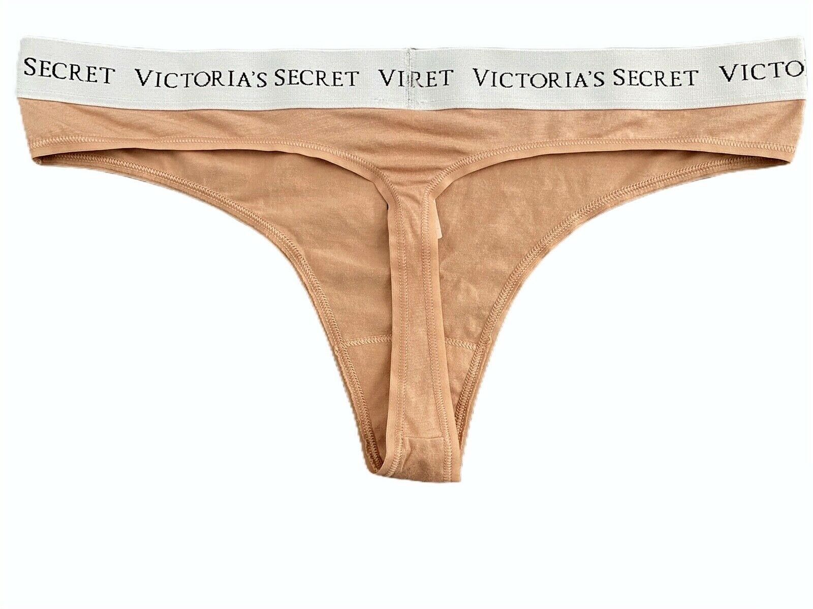 Victoria’s Secret Nwt Cafe Creme Logo Band Cotton Blend Thong Panty L XL