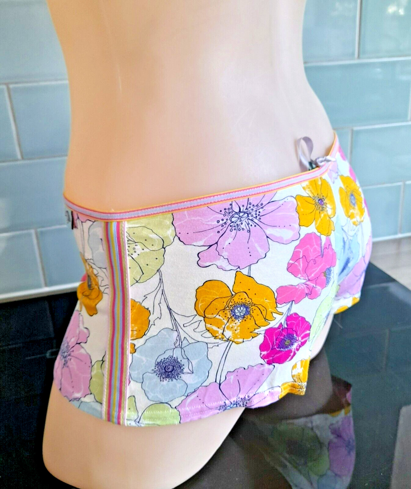 Antonia Ghazlan Pink/Blue/Green/Yellow Printed Floral Cotton Shorts