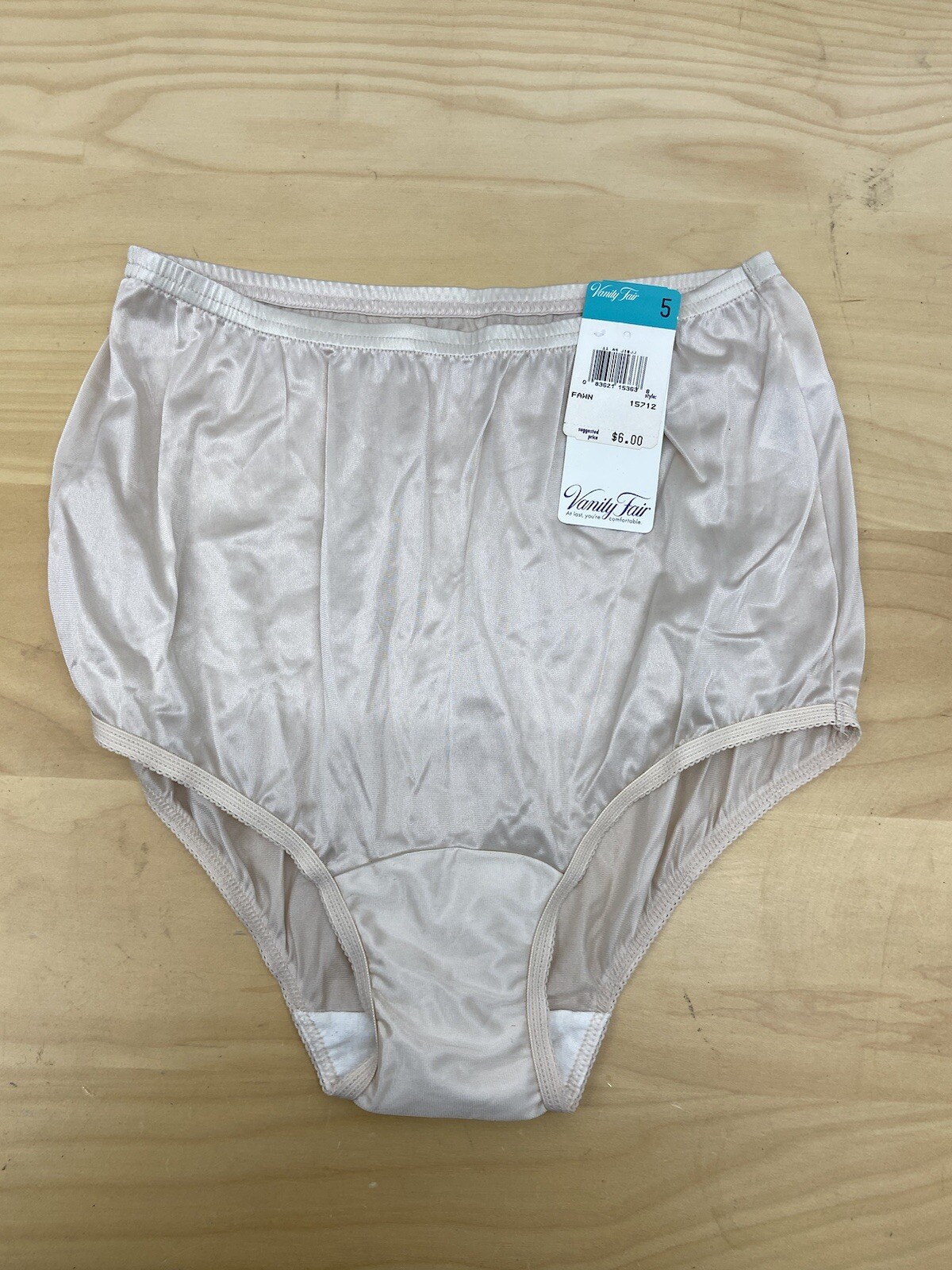 Vanity Fair Lace Accents Brief Panties Nylon Vintage 15712 Fawn NWT Size 5