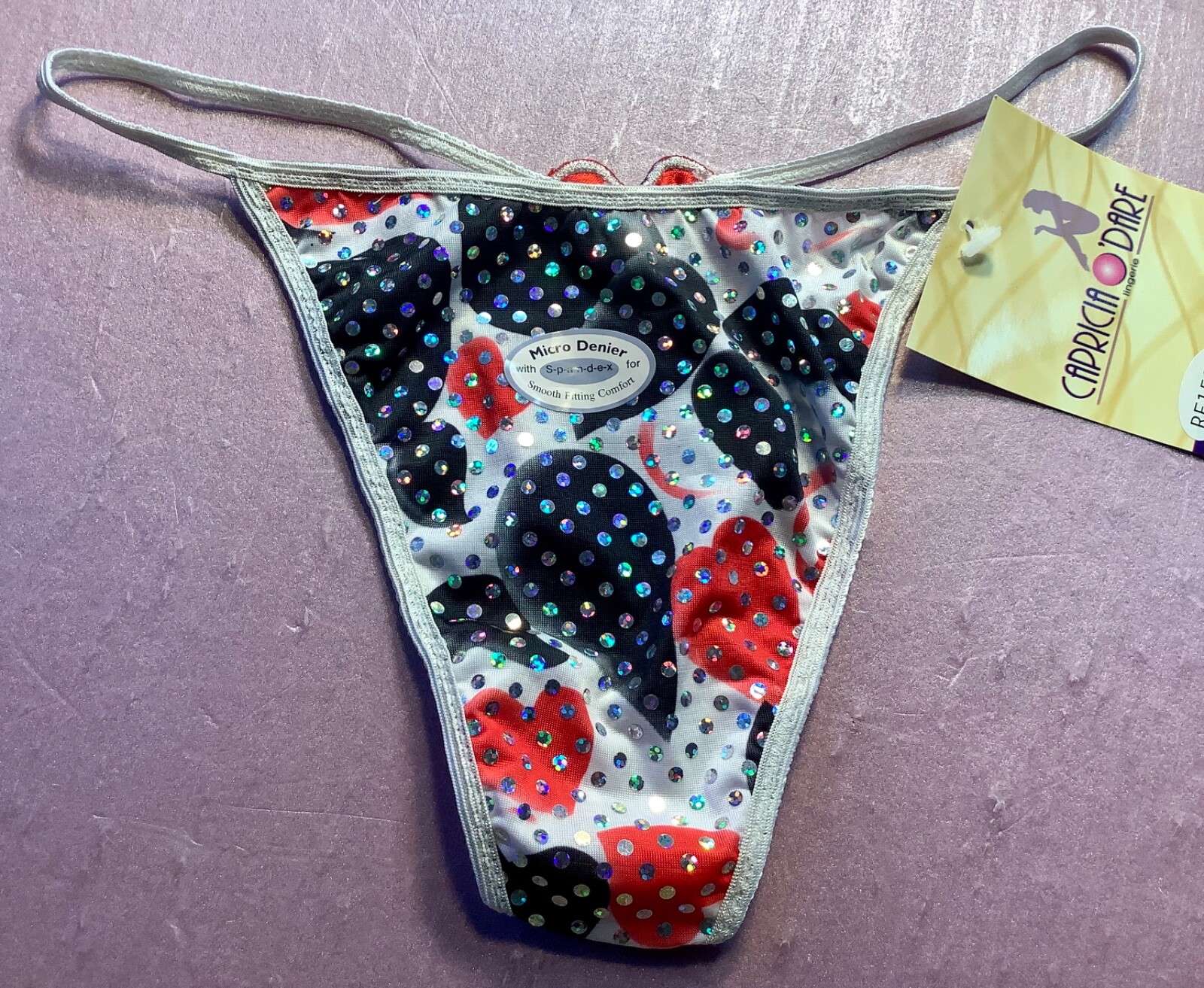 Women Panties,Thongs Size L/7 Large Multicolor Metallic Dots W/decoration Myanma