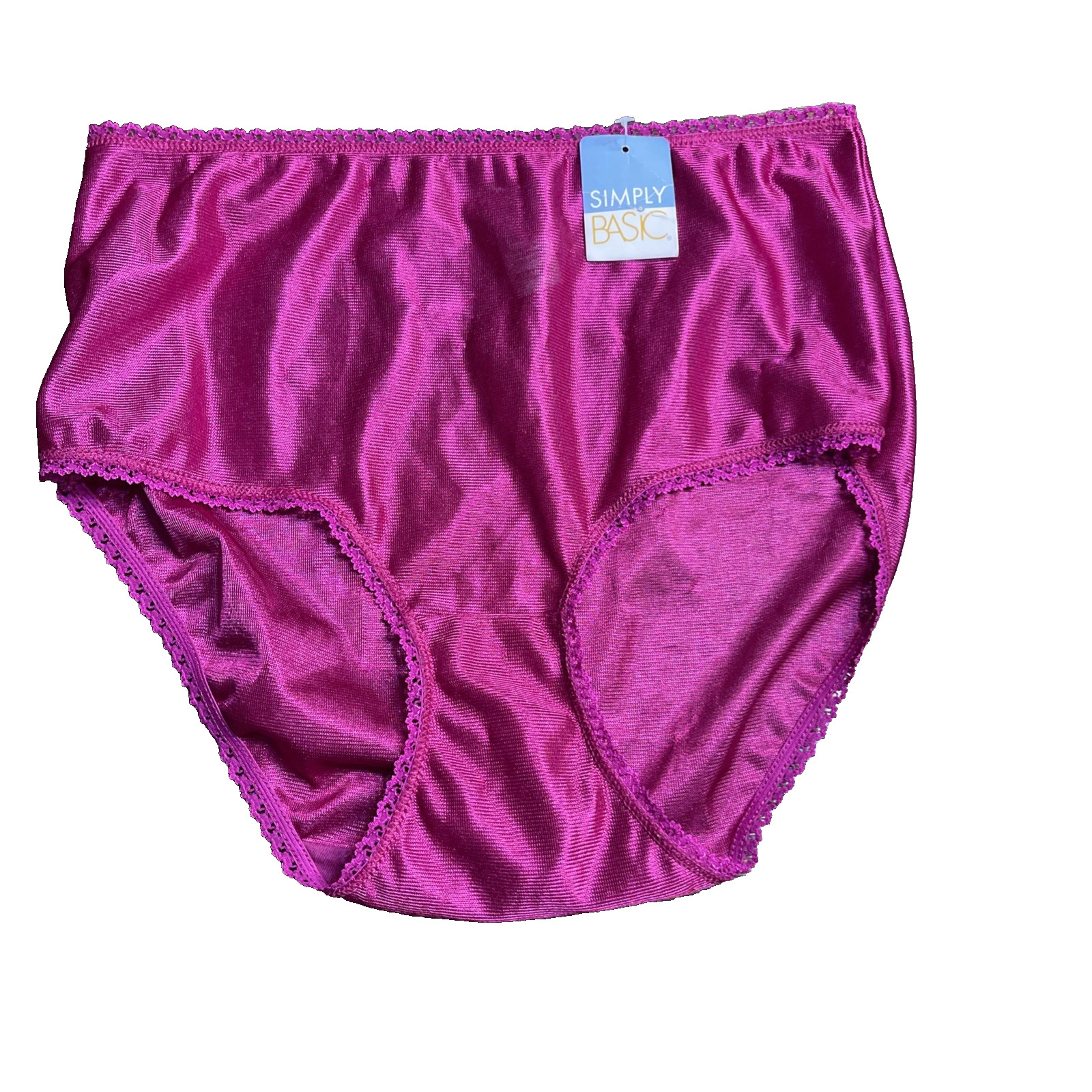 NWT Simply Basic Brief Panty Magenta Satin Small Sissy Shiny Fetish Vintage