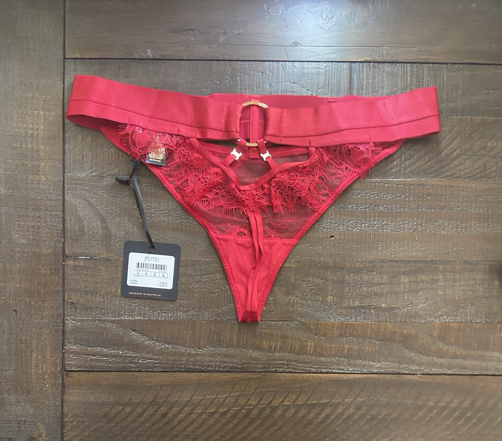 Honey Birdette Belinda Crimson Thong Panty Size M