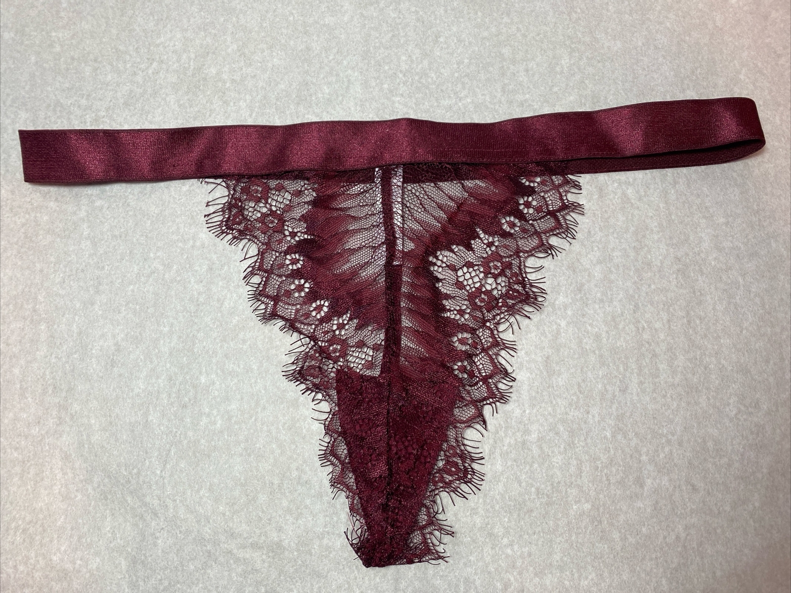 Oh La La Cheri Janet Eyelash Thong Burgundy Size L/XL