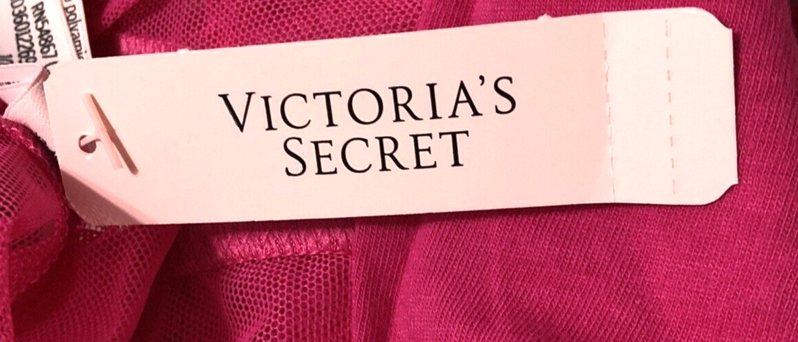 Victoria’s Secret NWT Large Pink Open Back Brazilian Cheeky Panty Hearts Mesh