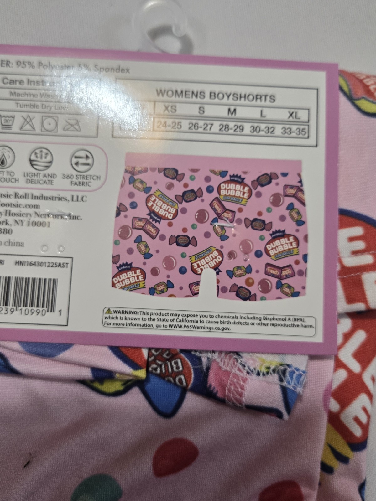 Dubble Bubble Women’s Boyshort Panties Pink Graphic L 1 Pack Polyester Spandex