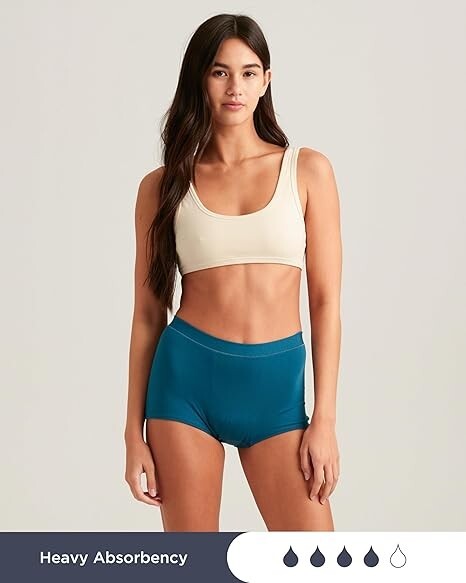 saalt Comfort Modal Boyshort Period Underwear- Heavy Absorbency- Comfortable, L