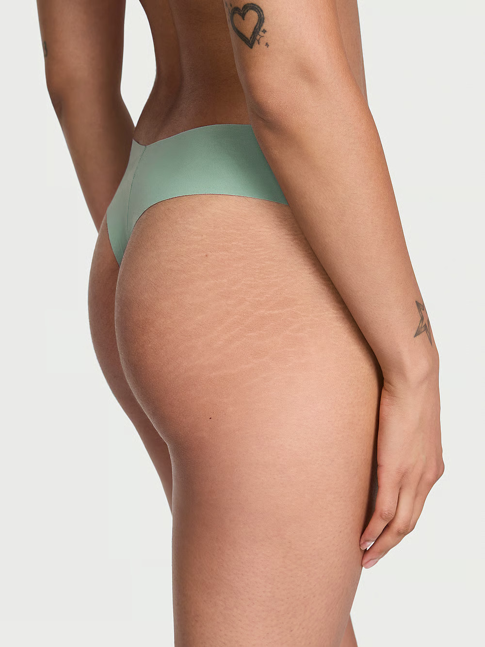 Victoria’s Secret No-Show Thong Panty (L) Seasalt Green NWT Seamless Microfiber