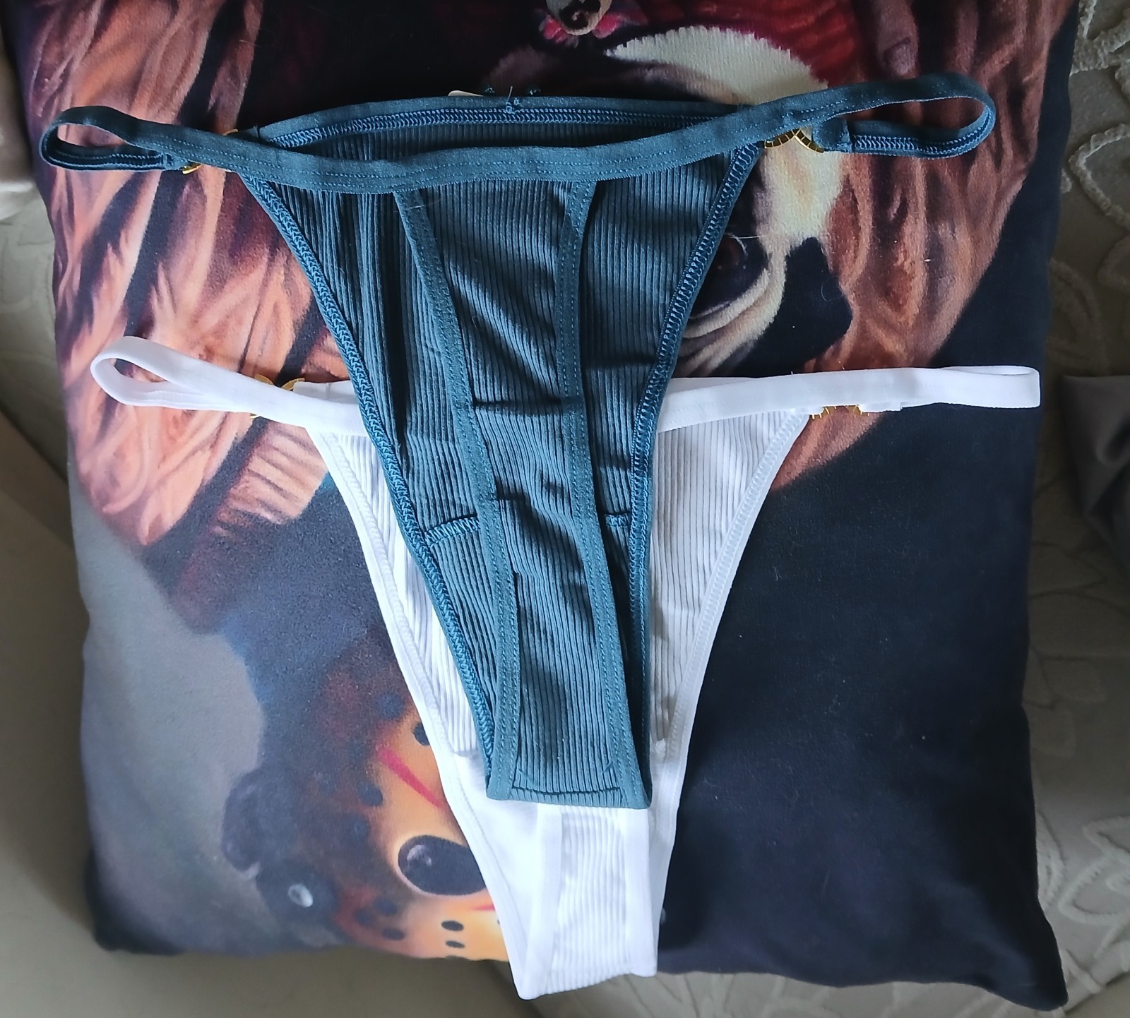 NWT Lot of 2 Thongs *Size L* White and Blue with Gold Accent On Front