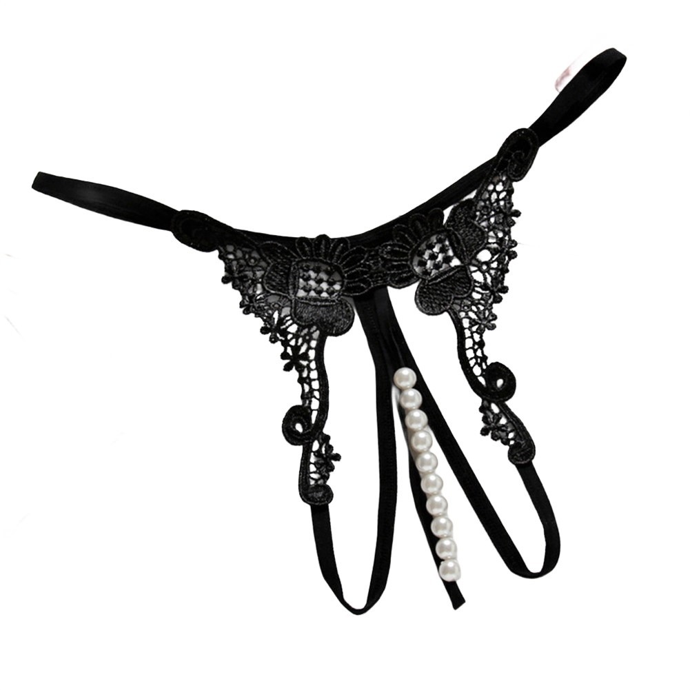 Embroidered Triangle Pants Hollow Pearl Thong Average Size Low Waisted Thong