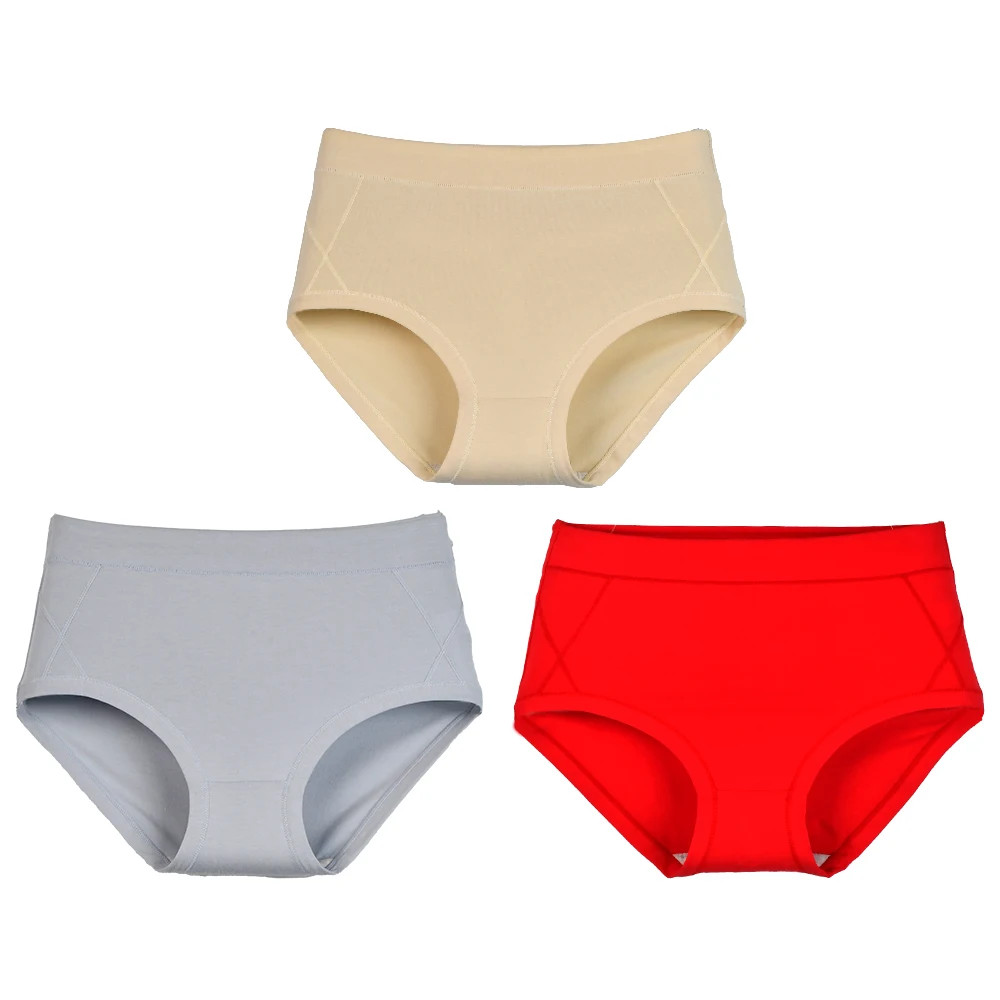 Cotton Brief Panties High Waist Women’s Soft Breathable Underwear 3 Pcs