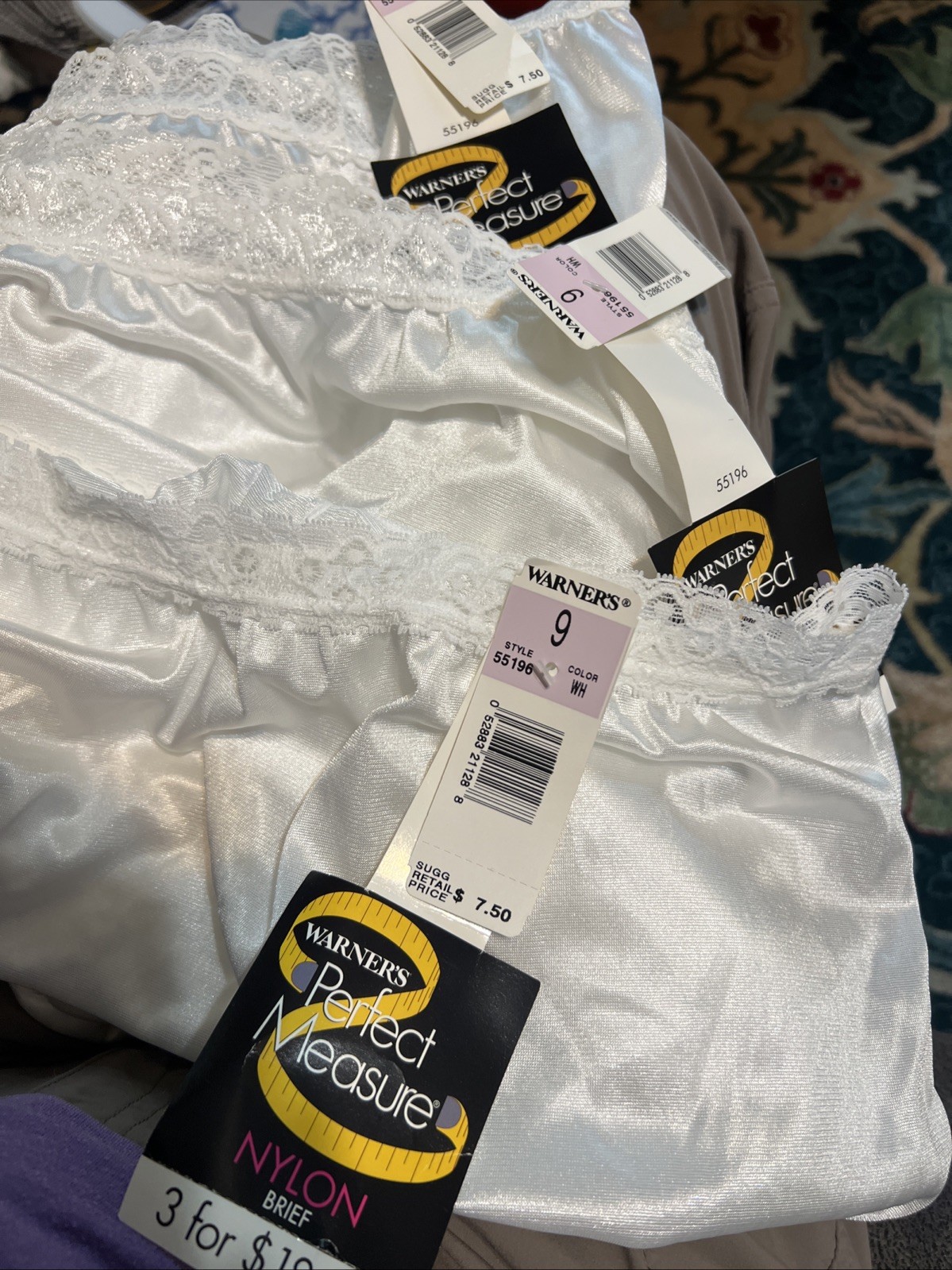 Vintage Warner’s Perfect Measure Panties Briefs Size 9 WHITE 55196 New – 3 Pairs