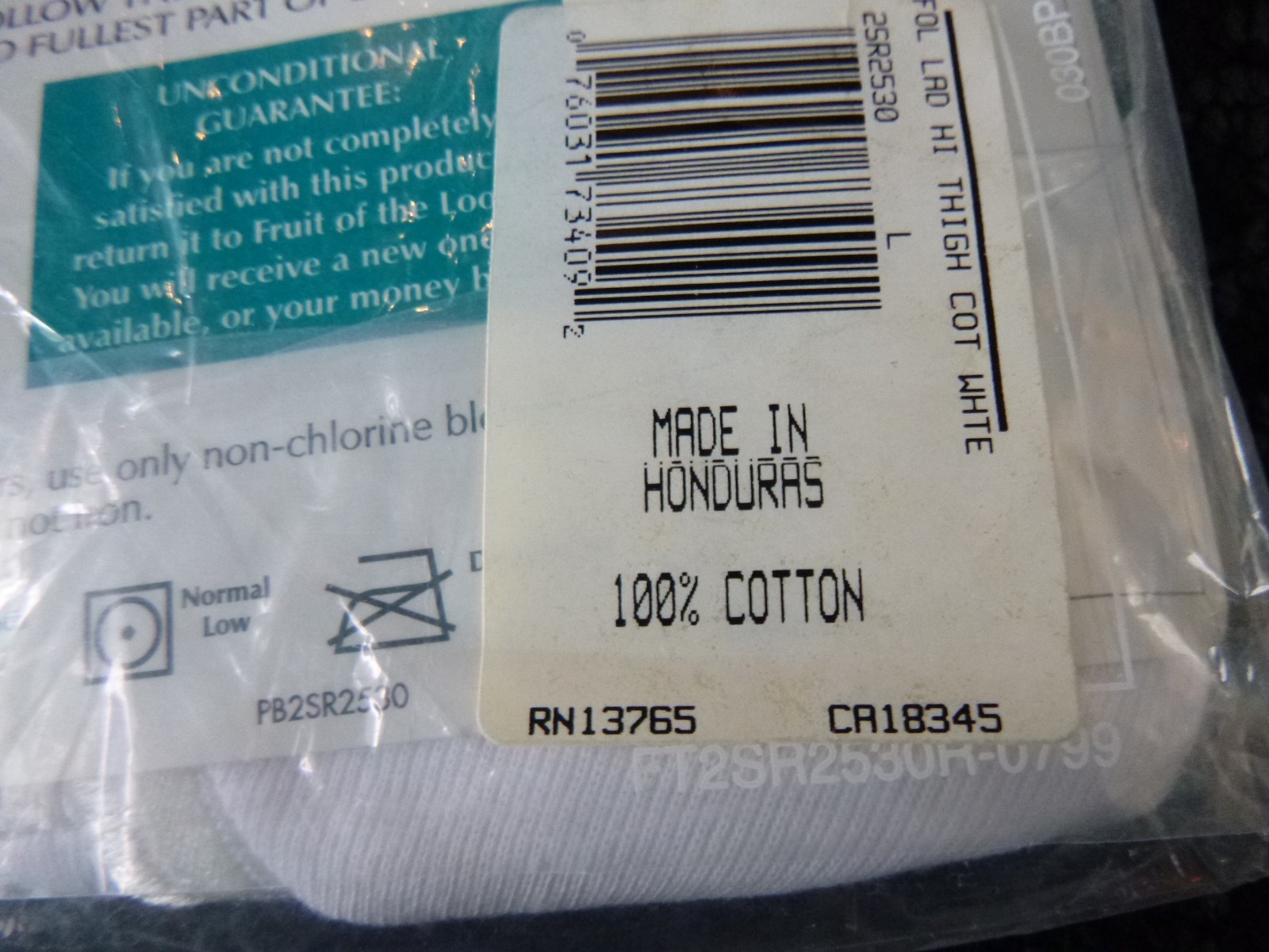 Pkg of 2 VTG 1999 Fruit Of Loom High Cut Naturally Seamless Cotton Briefs Sz L