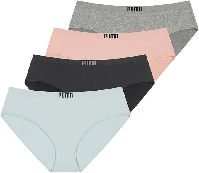 PUMA Women’s Seamless Bikini Underwear | Pink/Blue/Black/Gray | Large