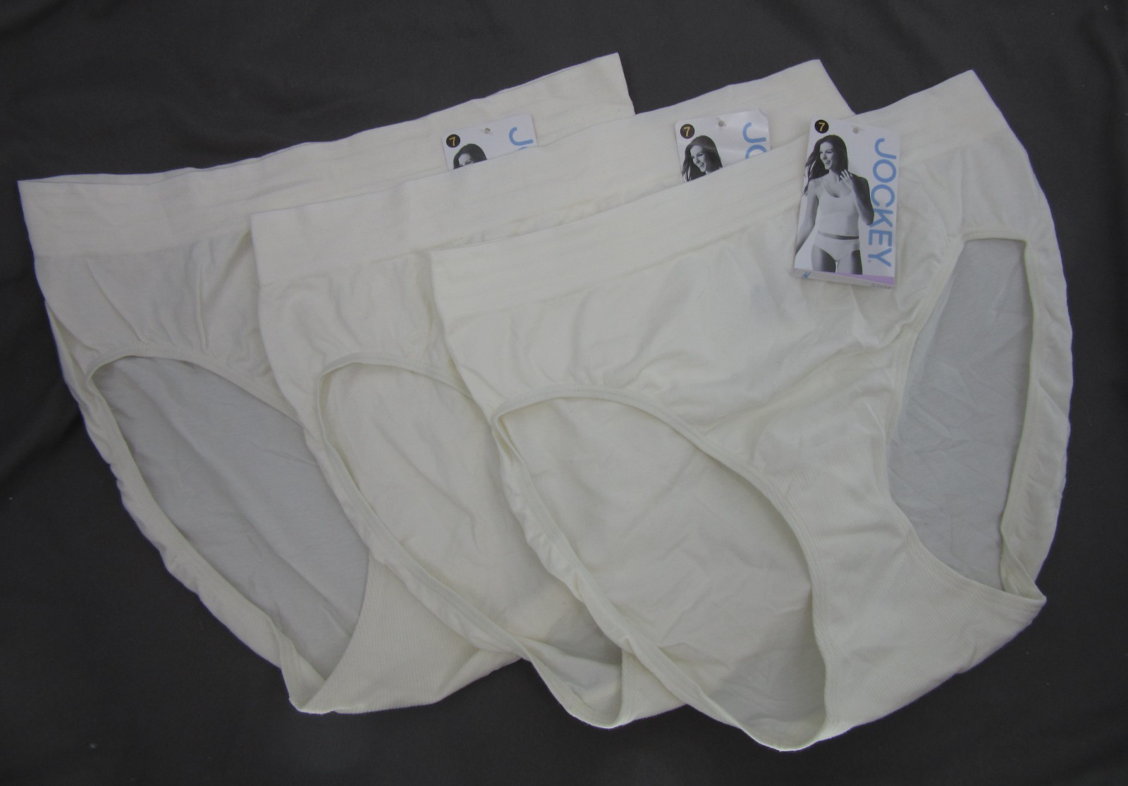New set of 3 cotton seamfree modern fit HI CUT 2083 panties ALL IVORY 7/L